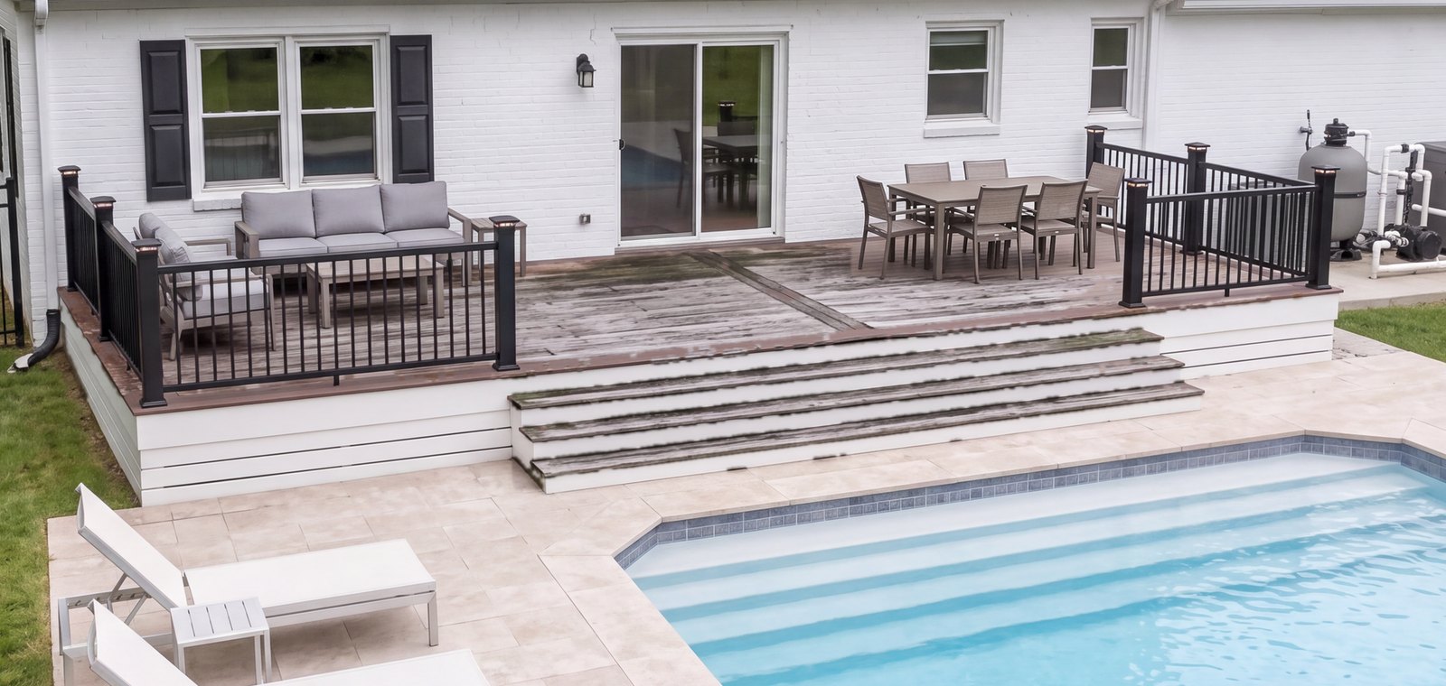 Pressure-treated wood deck after 10 years
